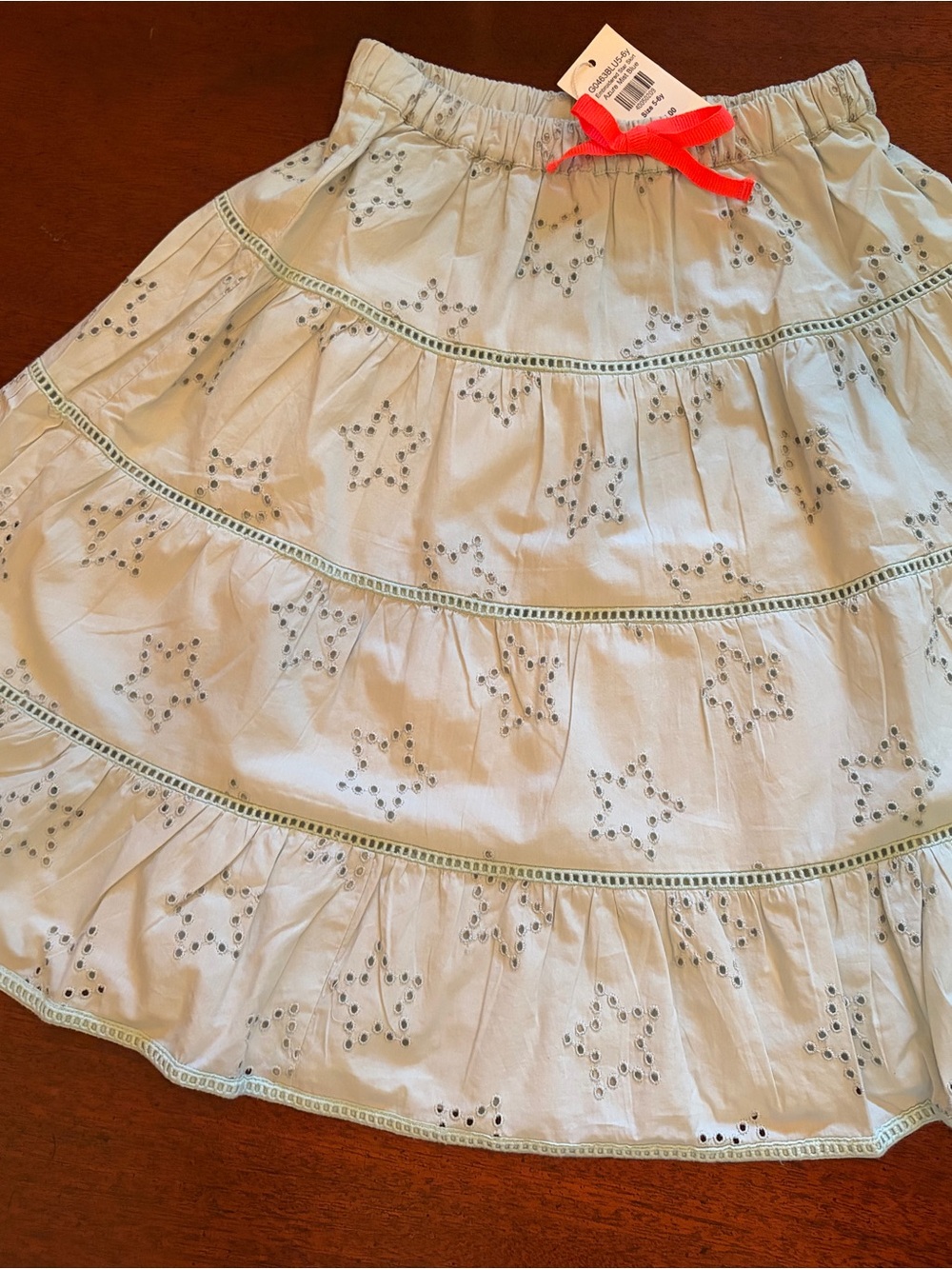 Mini Boden Light Blue Tiered Eyelet Star Skirt